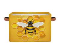 Mexpekil Cesta de almacenamiento con asa, nido de abeja de dibujos animados, caja de juguetes plegable para perros, cajas de almacenamiento para estantes