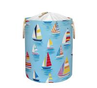 Mexpekil Cesta de lavandería de agua de veleros coloridos con tapa de cordón y asas, canastas de almacenamiento plegables impermeables, bolsa de almacenamiento grandes para ropa de juguete