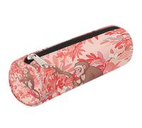 Mexpekil Chinoiserie - Estuche para lápices, diseño de mono con hojas rosas, bolsa para suministros escolares, para niñas, niños, adolescentes, mujeres, bolsa de brochas de maquillaje