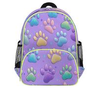 Mexpekil Colorfu Paw Prints - Mochila escolar para niñas y niños, ligera, impermeable, mochila de viaje para preescolar con correa para el pecho, soportes para botellas de agua