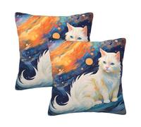 Mexpekil Colorful Art - Fundas de cojín de gato blanco de 50 x 50 cm