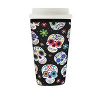 Mexpekil Colorful Mexico Sugar Skull - Funda reutilizable para café helado para bebidas frías y calientes, funda de neopreno aislada para tazas, se adapta a 623.7-680.4 g