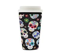 Mexpekil Colorful Mexico Sugar Skull - Funda reutilizable para café helado para bebidas frías y calientes, funda de neopreno aislada para bebidas, se adapta a 16 a 18 onzas