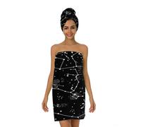 Mexpekil Constellations Space Star - Juego de albornoces de microfibra para mujer, absorbentes, de secado rápido, toallas de ducha y spa para cabello y cuerpo