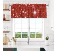 Mexpekil Cortinas cortas de cocina para ventanas de 132 cm de ancho x 45,7 cm de largo, filtran la luz, cortina pequeña de café, cenefa para ventana, decoración del hogar con estrellas rojas con