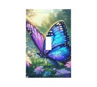 Mexpekil Cubierta de interruptor de luz con diseño de flores de mariposa morada, 1 banda, cubierta de toma de corriente decorativa para el hogar y la oficina