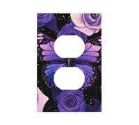 Mexpekil Cubierta de interruptor de luz con diseño de mariposa morada, 1 banda, cubierta de salida dúplex individual, placa de pared decorativa para oficina en casa