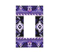 Mexpekil Cubierta de interruptor de luz con impresión azteca morada, 1 banda, cubierta de salida basculante individual, placa decorativa de pared para oficina en casa