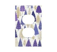 Mexpekil Cubierta de interruptor de luz de abeto amarillo morado con 1 banda, cubierta de salida dúplex individual, placa de pared decorativa para oficina en casa