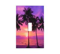 Mexpekil Cubierta de interruptor de luz de árbol de playa morada, 1 banda, cubierta de salida de palanca única, placa de pared decorativa para el hogar y la oficina