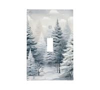 Mexpekil Cubierta de interruptor de luz de bosque de abeto de nieve, 1 banda, cubierta de salida de palanca única, placa de pared decorativa para oficina en casa