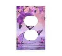 Mexpekil Cubierta de interruptor de luz de mariposa floral morada, 1 banda, cubierta de salida dúplex individual, placa de pared decorativa para oficina en casa