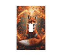Mexpekil Cubierta decorativa para interruptor de luz con diseño de zorro rojo, hojas naranjas, 1 banda, cubierta de toma de corriente, placa de pared decorativa para el hogar y la oficina