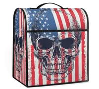Mexpekil Cubierta para batidora de pie con diseño de calavera de bandera estadounidense, 5-8 cuartos de galón, cubiertas antipolvo para electrodomésticos de cocina con asa superior y bolsillos