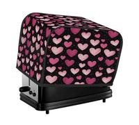 Mexpekil Cubierta para tostadora de 2 rebanadas con corazones rosados y brillantina, cubierta pequeña para máquina de pan de cocina, accesorios a prueba de polvo