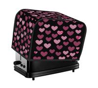 Mexpekil Cubierta para tostadora de 2 rebanadas con purpurina y corazones rosados, cubierta pequeña para máquina de pan de cocina, accesorios a prueba de polvo