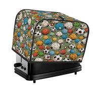 Mexpekil Cubierta para tostadora de fútbol dibujada a mano de dibujos animados para tostadora de 2 rebanadas, cubierta pequeña para máquina de pan de cocina, accesorios a prueba de polvo