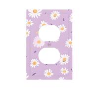 Mexpekil Daisy - Cubierta de interruptor de luz morada de 1 banda, cubierta de salida dúplex individual, placa de pared decorativa para oficina en casa