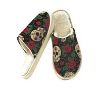 Mexpekil Day Of The Dead Sugar Skull - Pantuflas de espuma viscoelástica para mujer, multicolor, 40/40.5 EU
