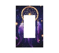 Mexpekil Dreamcatcher - Cubierta de interruptor de luz morada, 1 banda, cubierta de salida basculante individual, placa decorativa de pared para oficina en casa