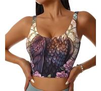 Mexpekil Egyptian Horus Eye - Brasier deportivo para mujer con almohadillas extraíbles, transpirable, sin aros, espalda en U, gimnasio, entrenamiento, para fitness, correr, Arte de flores de águila, L