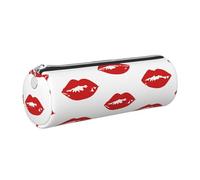 Mexpekil Estuche de cuero para niñas y niños, organizador de bolígrafos pequeños, con cremallera, bolsa delgada multiusos para suministros escolares, niños y adultos, rojo (Red Lips), Talla única