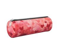 Mexpekil Estuche de cuero para niñas y niños, organizador de bolígrafos pequeños, con cremallera, bolsa delgada multiusos para suministros escolares, niños y adultos, Corazones rojos, Talla única