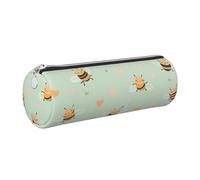 Mexpekil Estuche de cuero para niñas y niños, organizador de bolígrafos pequeños, con cremallera, bolsa delgada multiusos para suministros escolares, niños y adultos, Bonitos corazones de abejas