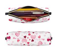 Mexpekil Estuche de cuero para niñas y niños, organizador de bolígrafos pequeños, con cremallera, bolsa delgada multiusos para suministros escolares, niños y adultos, Amor de San Valentín, Talla única