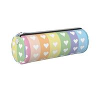 Mexpekil Estuche de cuero para niñas y niños, organizador de bolígrafos pequeños, con cremallera, bolsa delgada multiusos para suministros escolares, niños y adultos, Corazones arcoíris a rayas, Talla