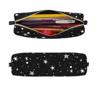 Mexpekil Estuche de cuero para niñas y niños, organizador de bolígrafos pequeños, con cremallera, bolsa delgada multiusos para suministros escolares, niños y adultos, Stars Galaxy Space, Talla única