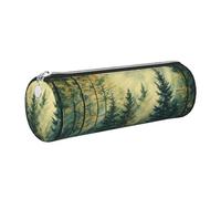 Mexpekil Estuche de cuero para niñas y niños, organizador de bolígrafos pequeños, con cremallera, bolsa delgada multiusos para suministros escolares, niños y adultos, Árbol de bosque con luz solar