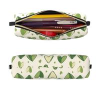 Mexpekil Estuche de cuero para niñas y niños, organizador de bolígrafos pequeños, con cremallera, bolsa delgada multiusos para suministros escolares, niños y adultos, Corazones verdes, Talla única