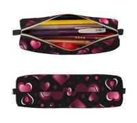 Mexpekil Estuche de cuero para niñas y niños, organizador de bolígrafos pequeños, con cremallera, bolsa delgada multiusos para suministros escolares, niños y adultos, Corazones rojos, Talla única