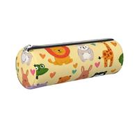 Mexpekil Estuche de cuero para niñas y niños, organizador de bolígrafos pequeños, con cremallera, bolsa delgada multiusos para suministros escolares, niños y adultos, Bonitos corazones de animales