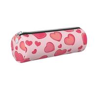 Mexpekil Estuche de cuero para niñas y niños, organizador de bolígrafos pequeños, con cremallera, bolsa delgada multiusos para suministros escolares, niños y adultos, Corazones rojos y rosas, Talla