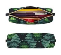 Mexpekil Estuche de cuero para niñas y niños, organizador de bolígrafos pequeños, con cremallera, bolsa delgada multiusos para suministros escolares, niños y adultos, Árbol del bosque, Talla única