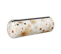 Mexpekil Estuche de cuero para niñas y niños, organizador de bolígrafos pequeños, con cremallera, bolsa delgada multiusos para suministros escolares, niños y adultos, Art Gold Stars, Talla única