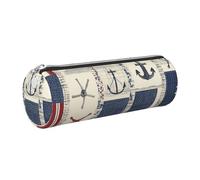 Mexpekil Estuche de cuero para niñas y niños, organizador de bolígrafos pequeños, con cremallera, bolsa delgada multiusos para suministros escolares, niños y adultos, Brújula náutica de retazos, Talla