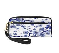 Mexpekil Estuche de viaje japonés con diseño de flor de cerezo Sakura, bolsa de maquillaje para bolígrafos, bolsa de piel para cosméticos, brochas de maquillaje, caja de papelería para niños, niñas