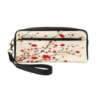 Mexpekil Estuche japonés Sakura para lápices de flores de cerezo, bolsa de maquillaje de viaje, bolsa para bolígrafos, bolsa de piel para cosméticos, brochas de maquillaje, caja de papelería para