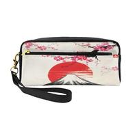 Mexpekil Estuche japonés Sakura Zen Fuji para lápices, bolsa de maquillaje de viaje, bolsa para bolígrafos, bolsa de piel para cosméticos, brochas de maquillaje, caja de papelería para niños, niñas