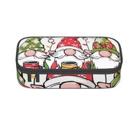 Mexpekil Estuche para lápices con diseño de bastón de caramelo de Navidad de acuarela para niñas y niños, organizador de papelería con compartimentos, bolsa de suministros escolares para estudiantes y