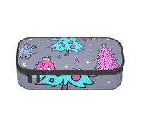 Mexpekil Estuche para lápices con diseño de bastón de caramelo de Navidad de acuarela para niñas y niños, organizador de papelería con compartimentos, bolsa de suministros escolares para estudiantes y