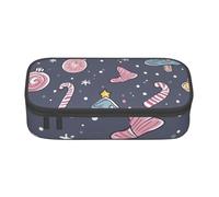 Mexpekil Estuche para lápices con diseño de bastón de caramelo de Navidad de acuarela para niñas y niños, organizador de papelería con compartimentos, bolsa de suministros escolares para estudiantes y