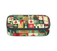 Mexpekil Estuche para lápices con diseño de bastón de caramelo de Navidad de acuarela para niñas y niños, organizador de papelería con compartimentos, bolsa de suministros escolares para estudiantes y