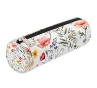Mexpekil Estuche para lápices de flores silvestres con hojas florales y acuarela, bolsa para suministros escolares, bolsa para niñas, niños, adolescentes, mujeres, bolsa de brochas de maquillaje