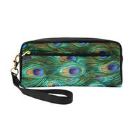 Mexpekil Estuche para lápices de plumas de pavo real, bolsa de maquillaje de viaje, bolsa para bolígrafos, bolsa de piel para cosméticos, estuche de papelería para niños, niñas, niños, suministros