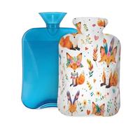Mexpekil Ethnic Boho Fox - Botella de agua caliente con funda, bolsa de agua caliente de PVC de 2 L para aliviar el dolor, pies, espalda, calor