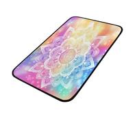 Mexpekil Felpudo antideslizante con diseño de flores y mandalas, color arcoíris, 100 x 50 cm, para la puerta o el baño